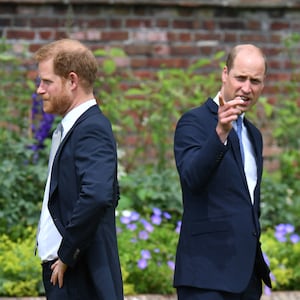  Prince Harry, Duke of Sussex and Prince William, Duke of Cambridge on July 1, 2021 in London, England. 