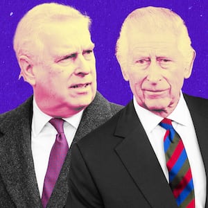 A photo illustration of Prince Andrew and King Charles.