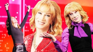 A photo illustration of Kathy Griffin.