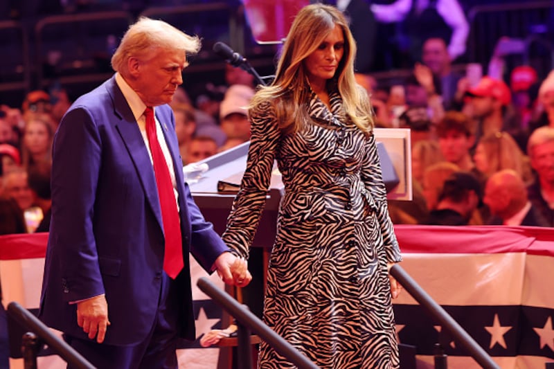 Donald, left, and Melania Trump at Madison Square Garden on October 27, 2024 in New York City.