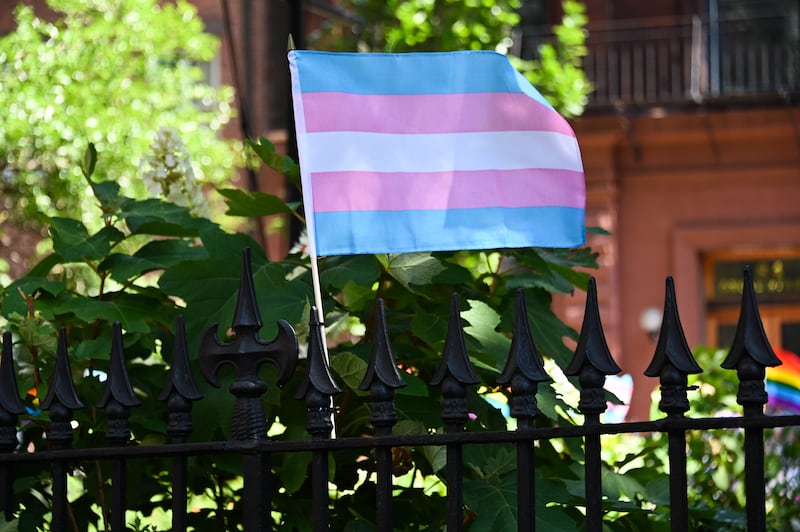 The transgender flag is seen during the New York City Pride Parade on June 26, 2022 in New York City.