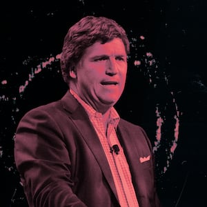 A photo illustration of Tucker Carlson.