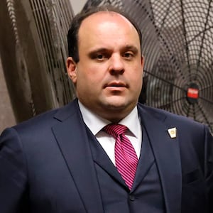 Boris Epshteyn, advisor to former U.S. President Donald Trump, returns to the courtroom after a break during Trump's hush money trial at Manhattan Criminal Court on May 20, 2024 in New York City.