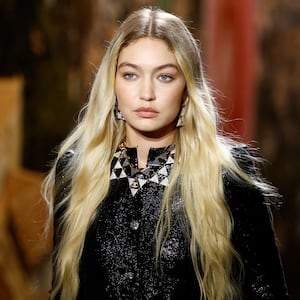 Gigi Hadid walks the runway at the Chanel fashion show in Paris