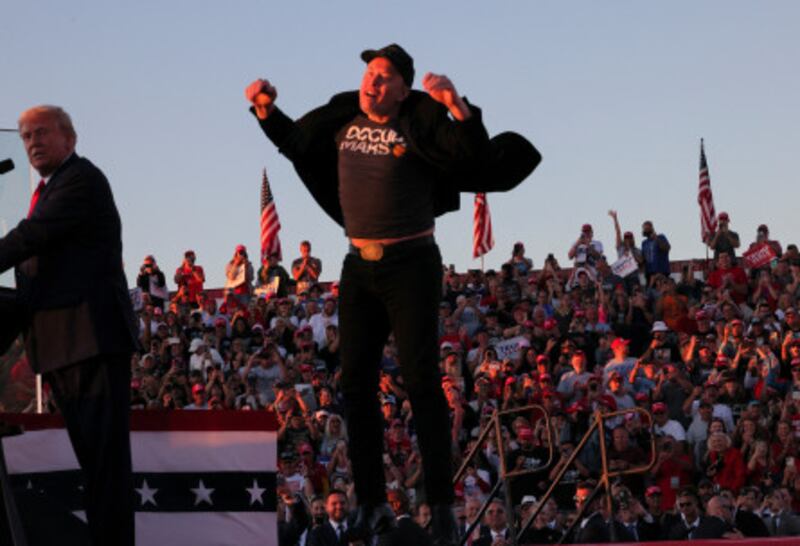 Elon Musk jumps on stage at Trump rally