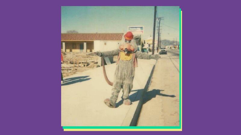 Photograph of Chuck E. Cheese mascot in 1981.