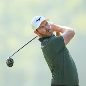 Grayson Murray of the United States plays his shot from the 12th tee during the first round of the 2024 PGA Championship at Valhalla Golf Club on May 16, 2024 in Louisville, Kentucky.