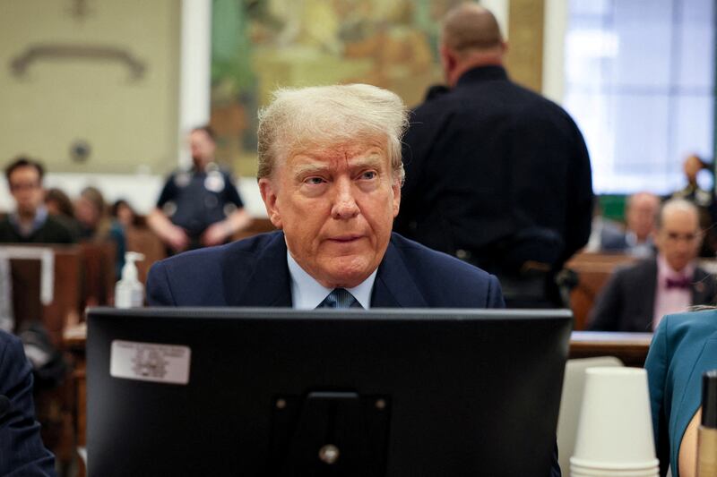 Former President Donald Trump attends a Manhattan courthouse trial in a civil fraud case in New York