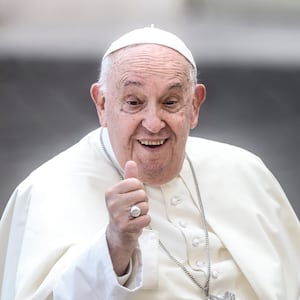 Pope Fracis greets pilgrims on October 2, 2024.