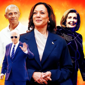 A photo illustration of Kamala Harris, Joe Biden, Barack Obama, and Nancy Pelosi.