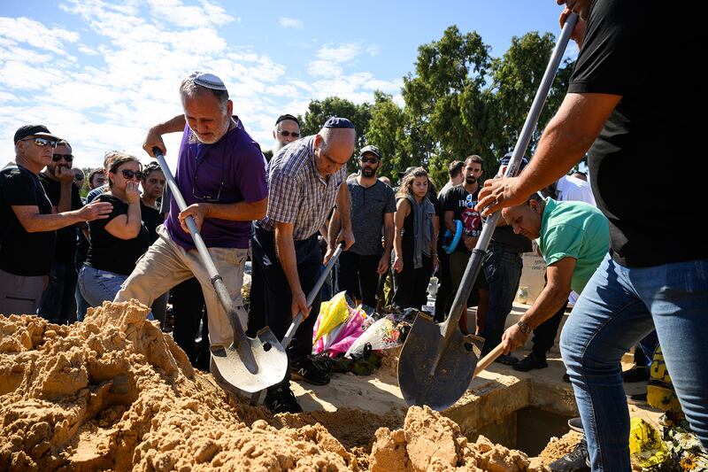 The father of Shiraz Tamam (left), who was killed by Hamas during their attack on revellers at the Nova music festival.