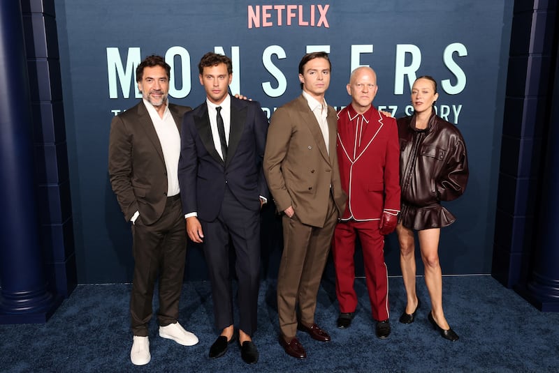 Javier Bardem, Cooper Koch, Nicholas Chavez, Ryan Murphy and Chloe Sevigny attend a premiere