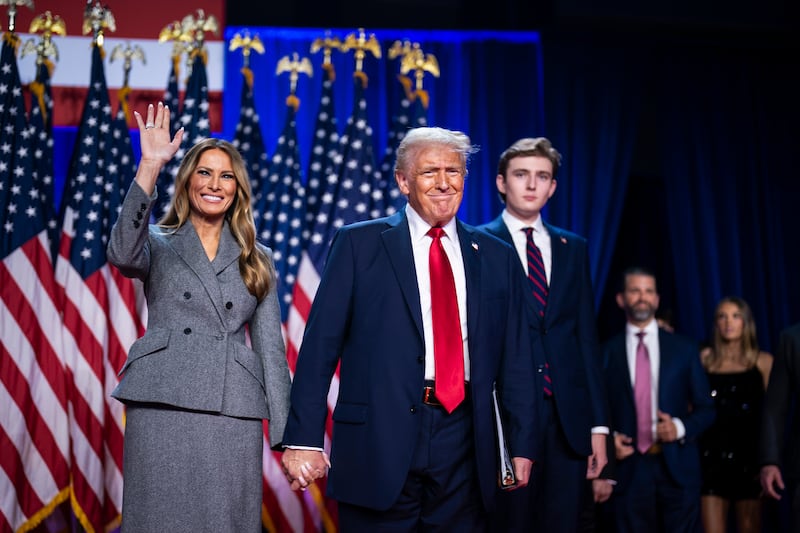 Donald, Melania, and Barron Trump