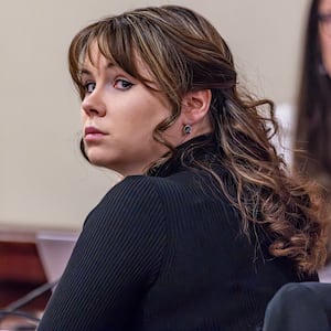 Hannah Gutierrez-Reed, former armorer for the movie "Rust," listens to closing arguments in her trial at district court on March 6, 2024 in Santa Fe, New Mexico.