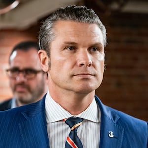 Secretary of Defense nominee Pete Hegseth leaves a meeting with Republican Senators at the Capitol in Washington, DC, on November 21, 2024.