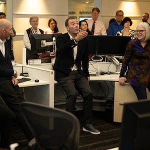 Washington Post CEO Will Lewis speaks to staff.