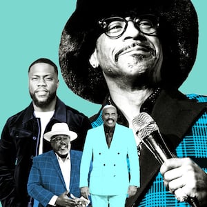 A photo illustration of Katt Williams, Kevin Hart, Cedric the Entertainer, and Steve Harvey