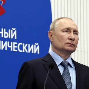 Russian President Vladimir Putin listens to a report presentation on the development of Russia's far eastern regions held via a video link in Vladivostok, Russia, September 11, 2023.