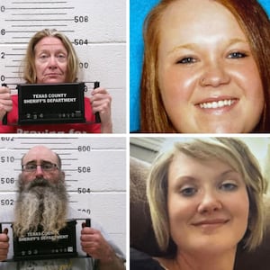 A collage of mugshots and driver license photos for Jilian Kelley, Veronica Butler, and their four alleged killers.