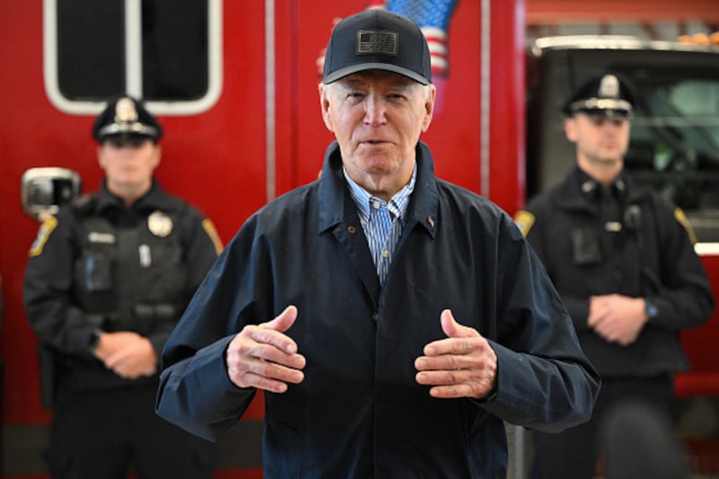 Joe Biden speaks to reporters as he visits the Nantucket Fire Department in Nantucket, Massachusetts on Nov. 28, 2024.