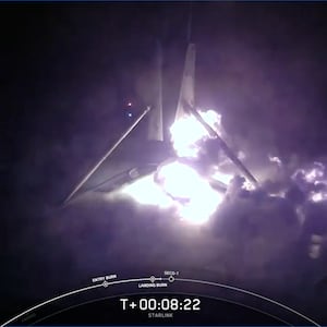 A SpaceX Falcon 9 rocket booster appeared to explode after landing on a drone ship.