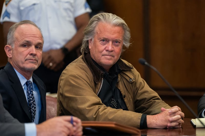 Steve Bannon, a former political advisor to President-elect Donald Trump, attends his court hearing Tuesday at Manhattan Criminal Court.