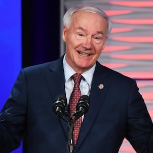 Republican Presidential Candidate and former Arkansa Governor Asa Hutchinson speaks at the Florida Freedom Summit at the Gaylord Palms Resort on November 4, 2023 in Kissimmee, Florida, United States.