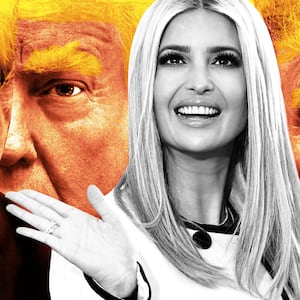 An illustration including photos of former US President Donald Trump and Ivanka Trump