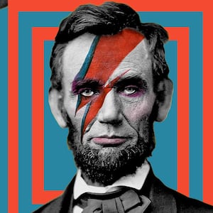 Photo illustration of Abraham Lincoln with Ziggy Stardust treatment