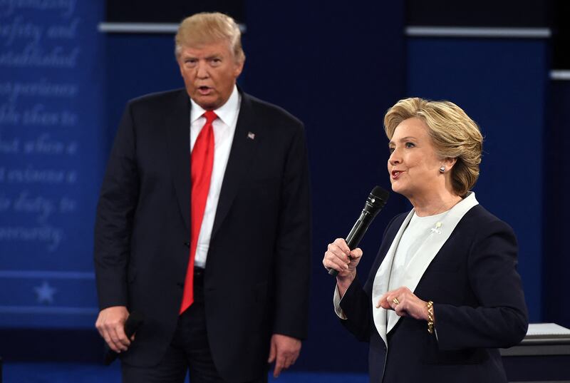 US Democratic presidential candidate Hillary Clinton and US Republican presidential candidate Donald Trump in 2016.